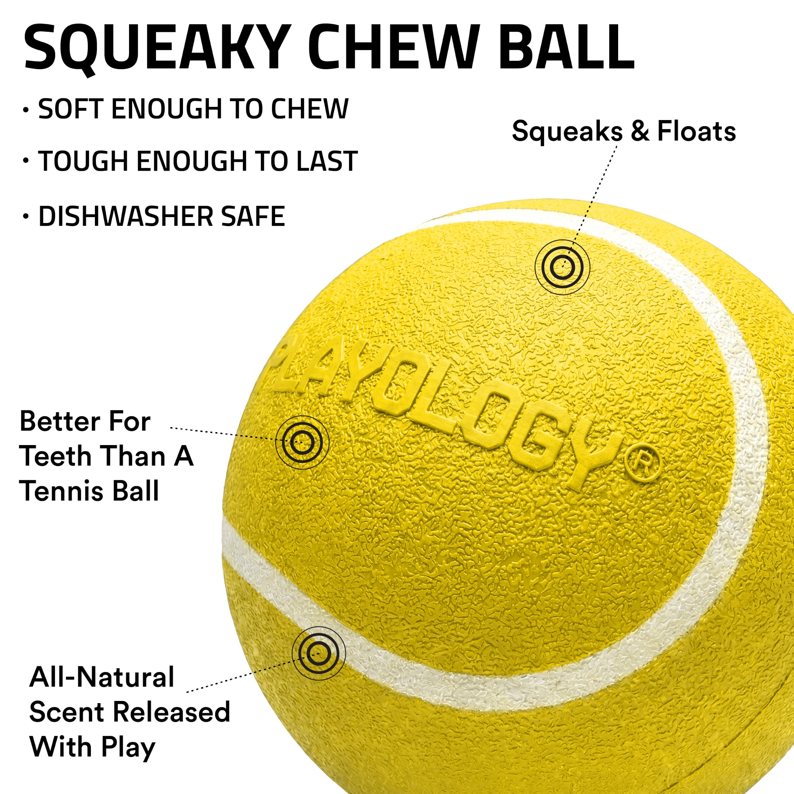 Playology Quietschender Kauball für Hunde, ansprechendes, natürliches Huhnduft, Hundespielzeug für mittelgroße Hunde bis zu 22,7 kg, Vorteilspackung, Quietschen, Hüpfen, Apportieren und Spielen