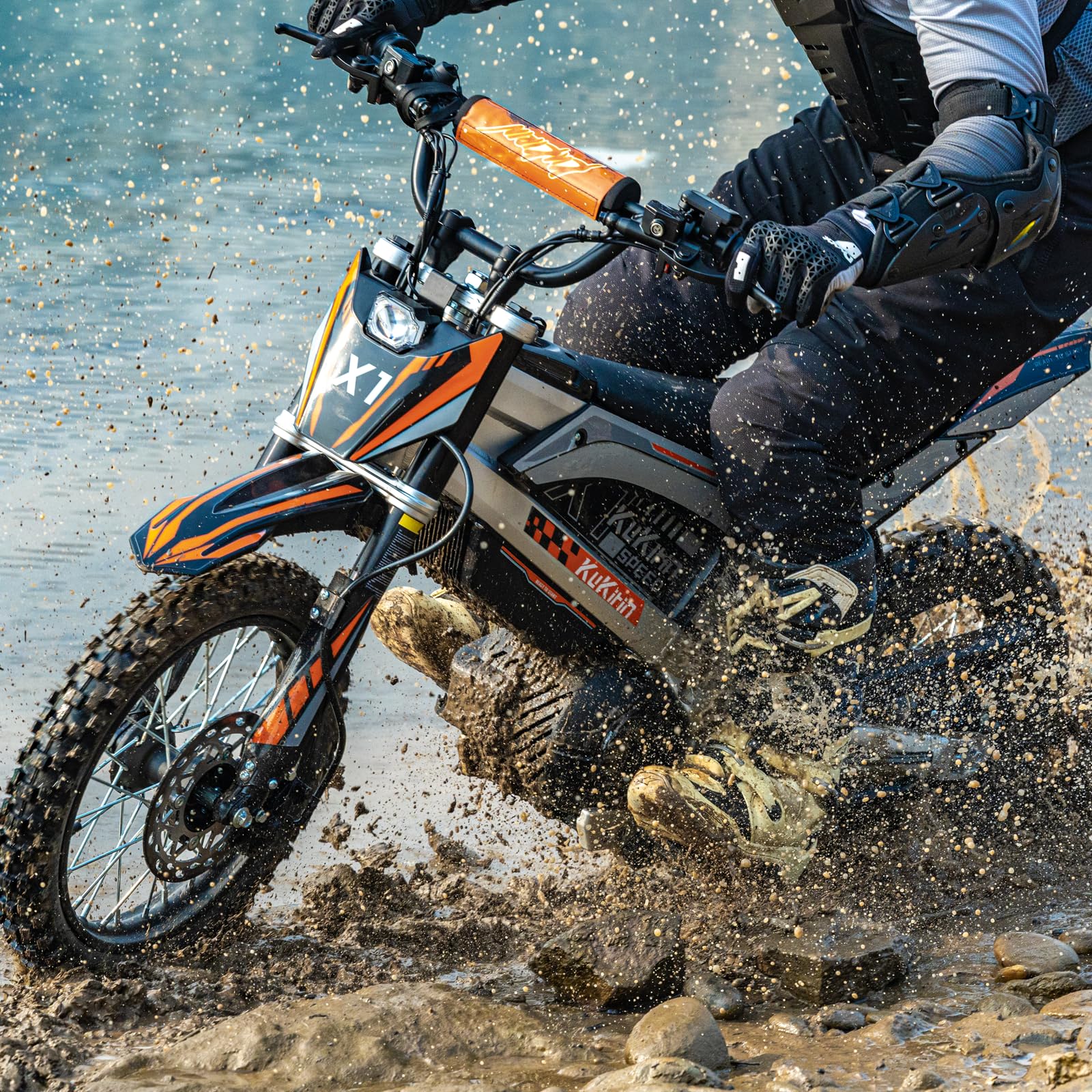 Kukirin X1 Elektrisches Motocross-Motorrad, Off-Road, Abnehmbarer Akku 48 V 20,8 Ah, Mittelmotor 1000 W, Hydraulische Bremsen, Hydraulische Federung, IP65, 14/12 Zoll Räder, für Privatgelände