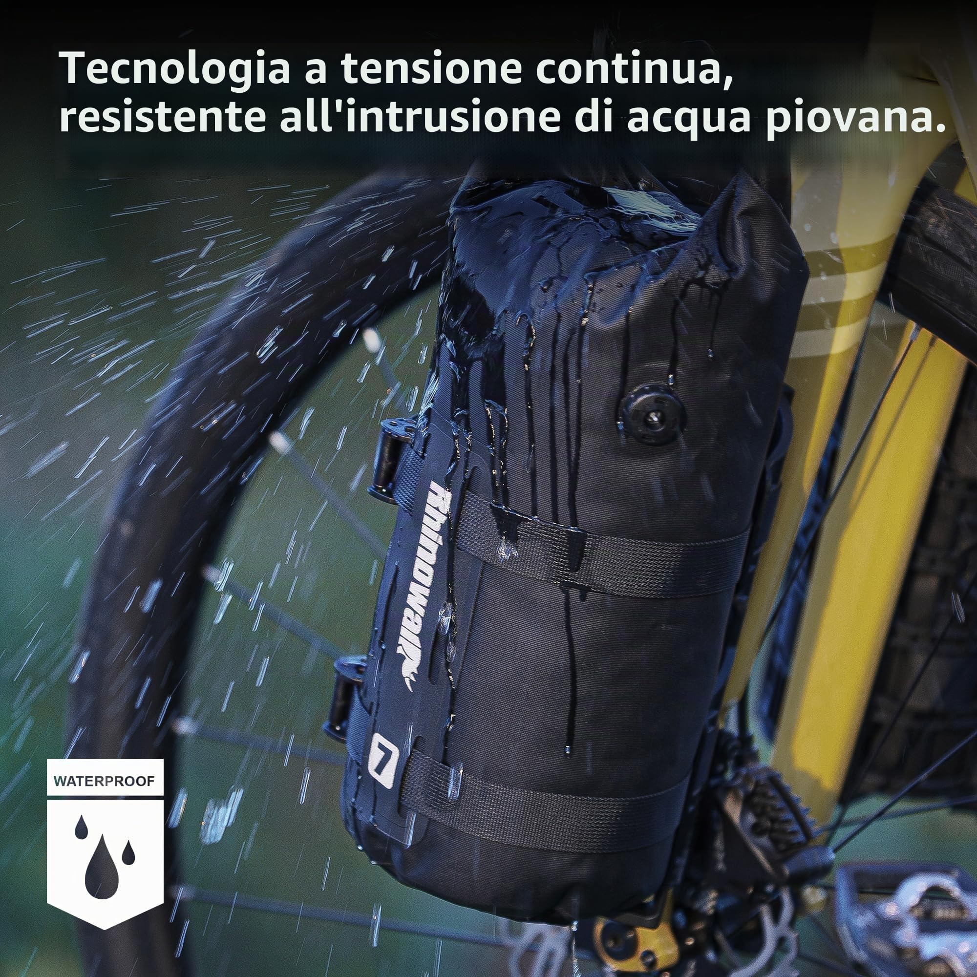 Rhinowalk Borsa per portapacchi da bicicletta, impermeabile, 4/7 l, per portabagagli, forcella, rolltop anteriore