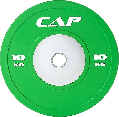 Miniatura 10 de CAP Barbell - Disco de goma de competición olímpica, con centro de acero (individual), compatible con barras de 5.08 cm.