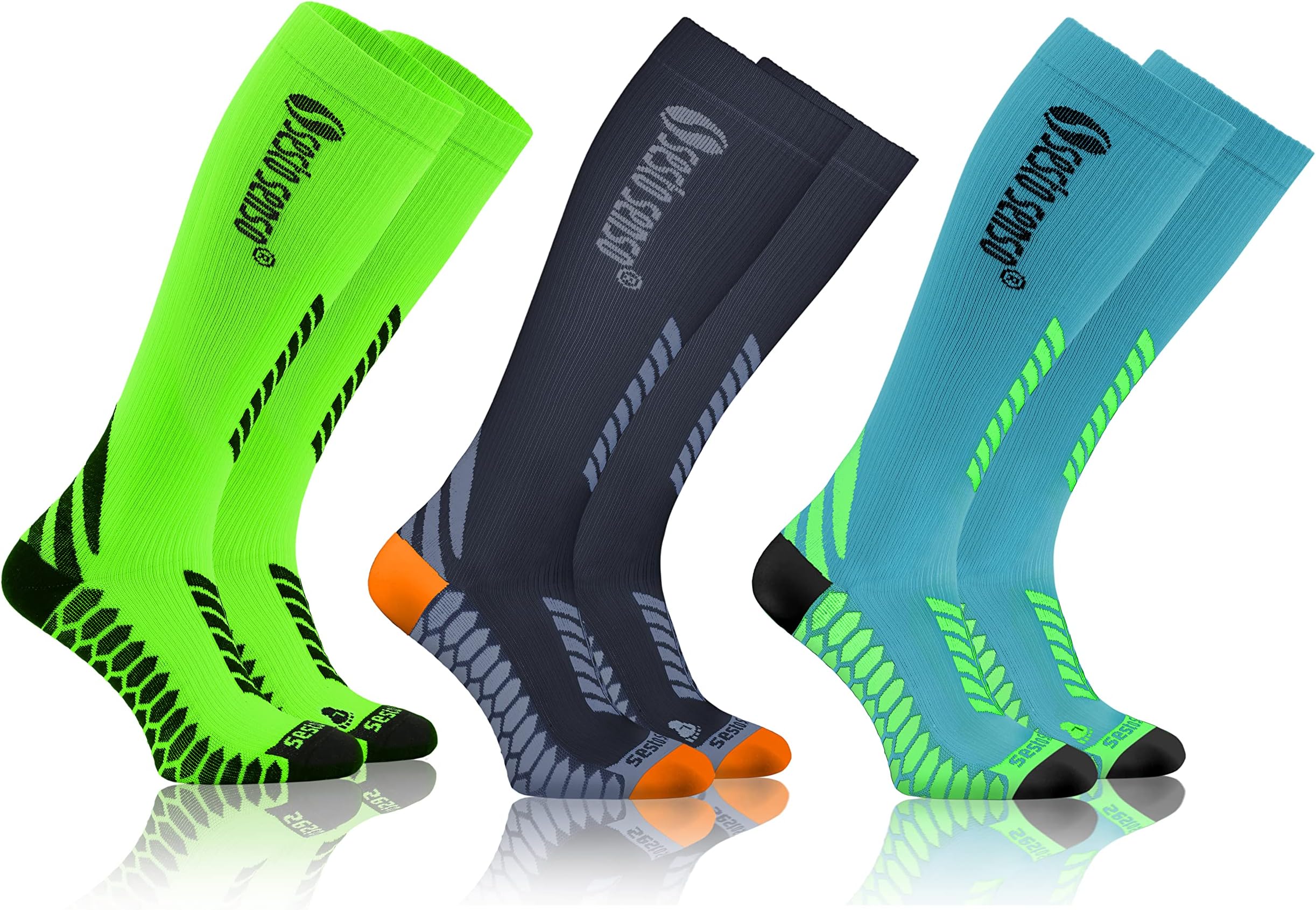 Sesto Senso3 Pairs of Compression Socks Sports Women Men Colourful High Sports Socks Running Socks
