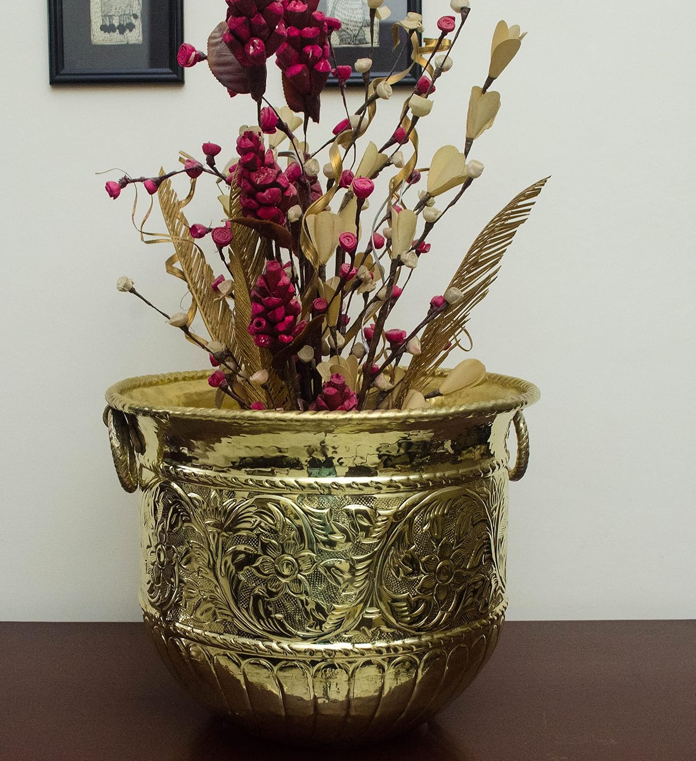 Tangerine Handcrafted Brass Planter Pot with Lacquer Finish/Polish (Dia- 12.5 Inches)