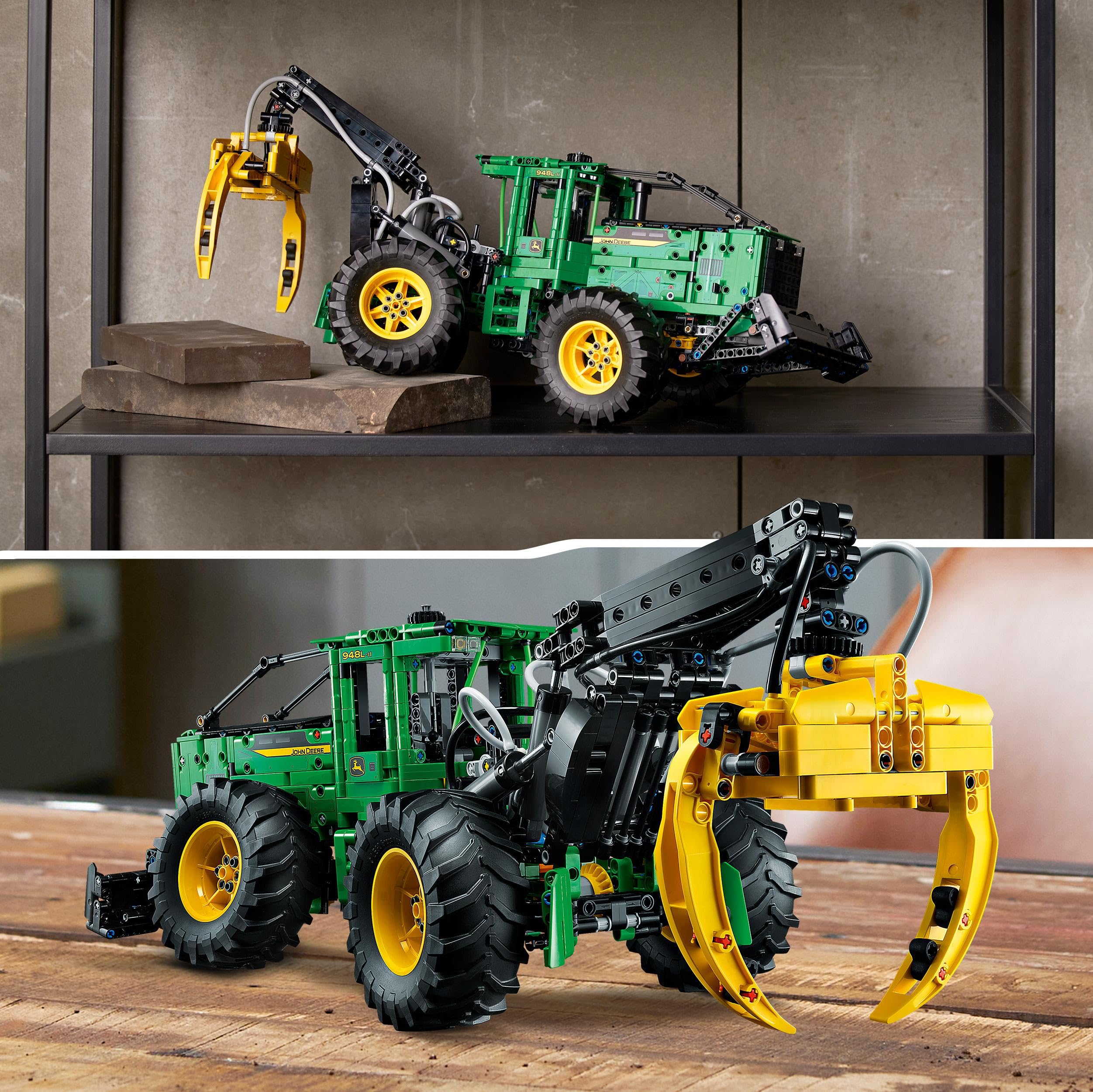 LEGO Technic John Deere 948L-II Skidder Set, großes 1.492-teiliges Baufahrzeug-Spielzeug mit pneumatischen Funktionen und 4-Rad-Antrieb, Modellbaukasten für Technikbegeisterte, Geschenkidee 42157
