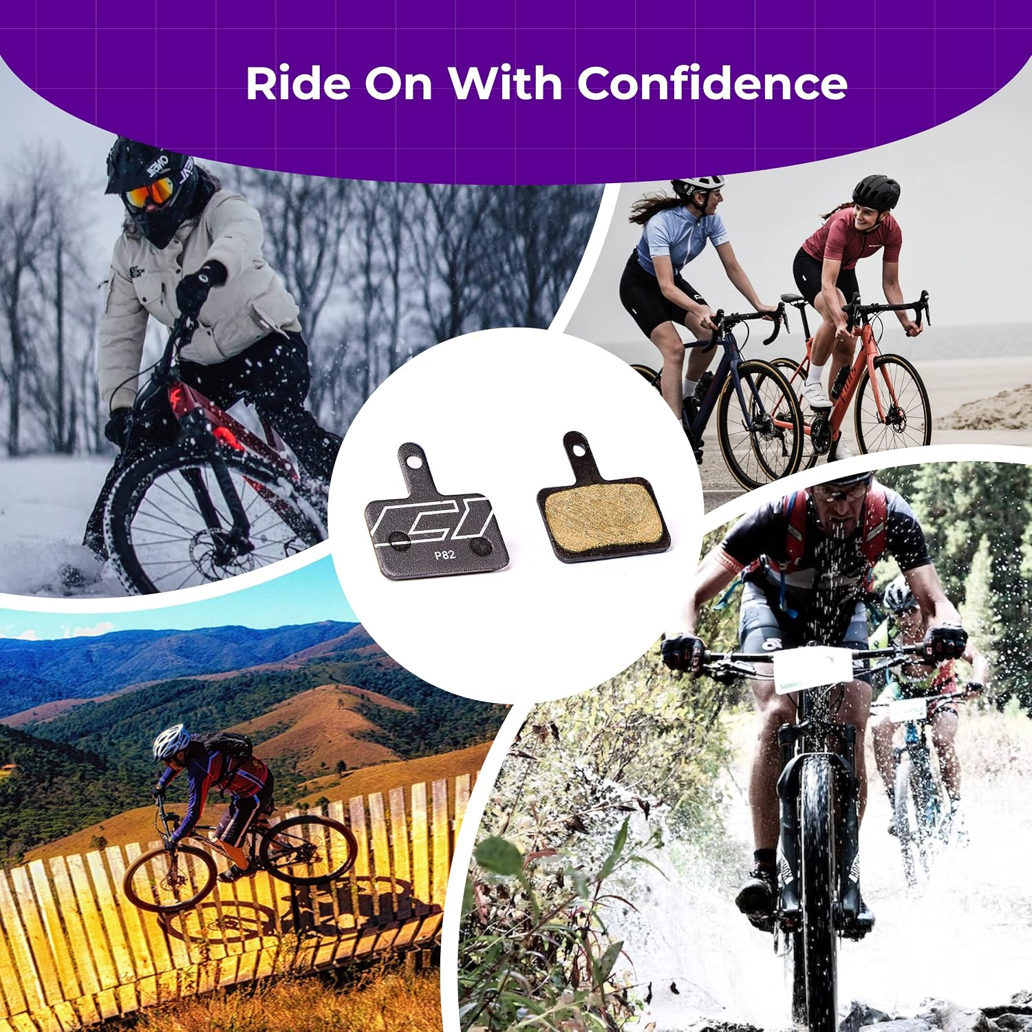 Bike Disc Brake Pads Compatible with/Replacement for Shimano Deore LX Alivio Altus Surron Tektro Orion Gemini TRP Hylex HYRD Spyre Spyke Dash - for Mountain Bikes/emtb 82 Series