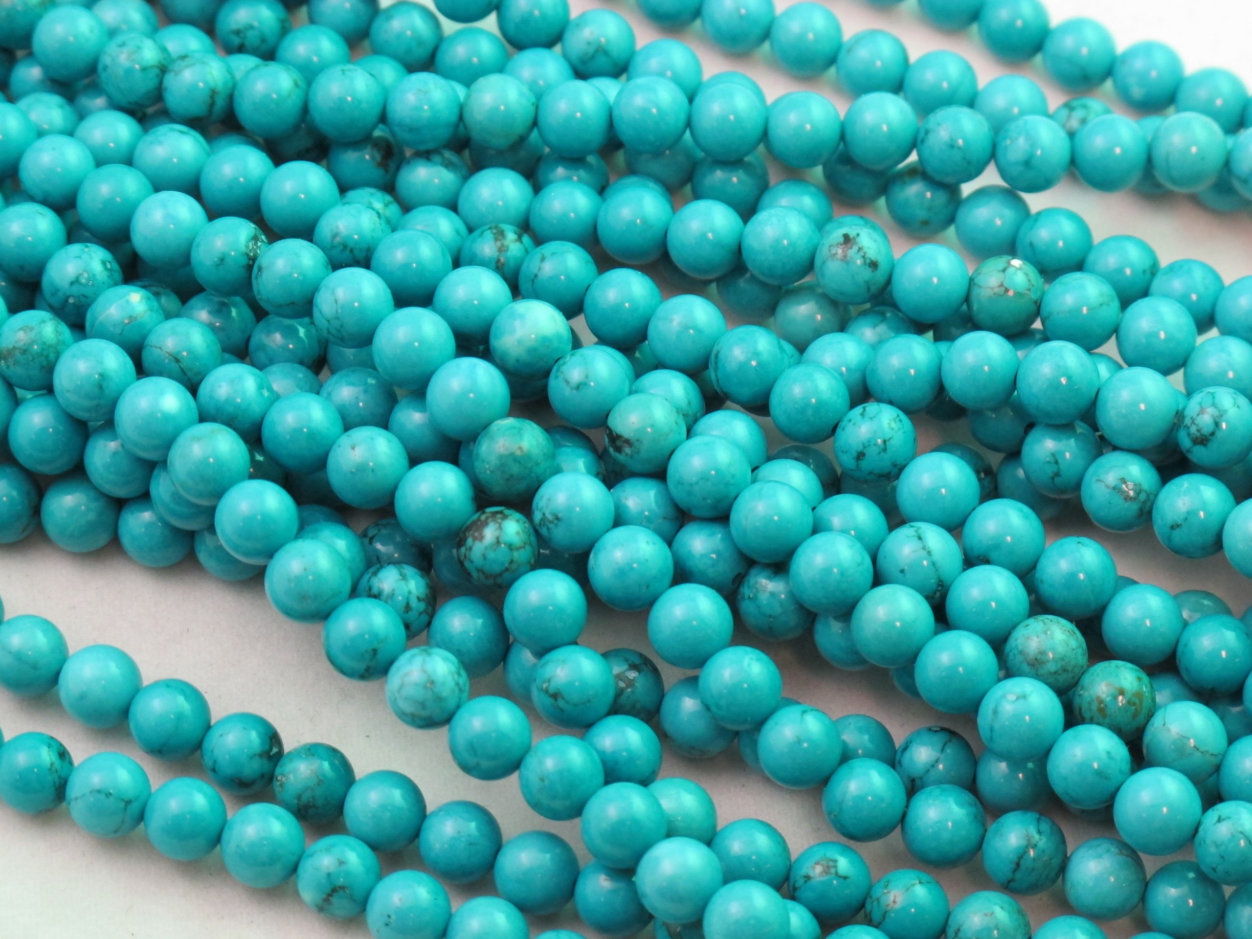 BRCbeads Natural Chinese Turquoise Round Blue (Enhanced) 4-5mm 16'' Per Strand