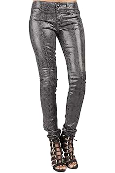 DARK FOG★Ink snake print washed distressed jeans DF31 Side Snake Rip And Repair Stacked Skinny Jeans - Black