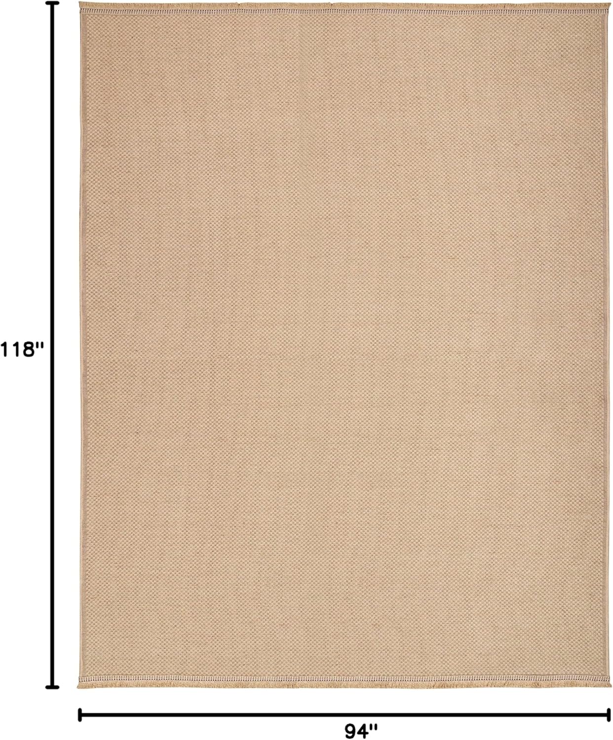 Nourison Home Washable Organic Solid Natural 7'10" x 9'10" Area -Rug, Easy -Cleaning, Non Shedding, Bed Room, Living Room, Dining Room, Kitchen (8x10)
