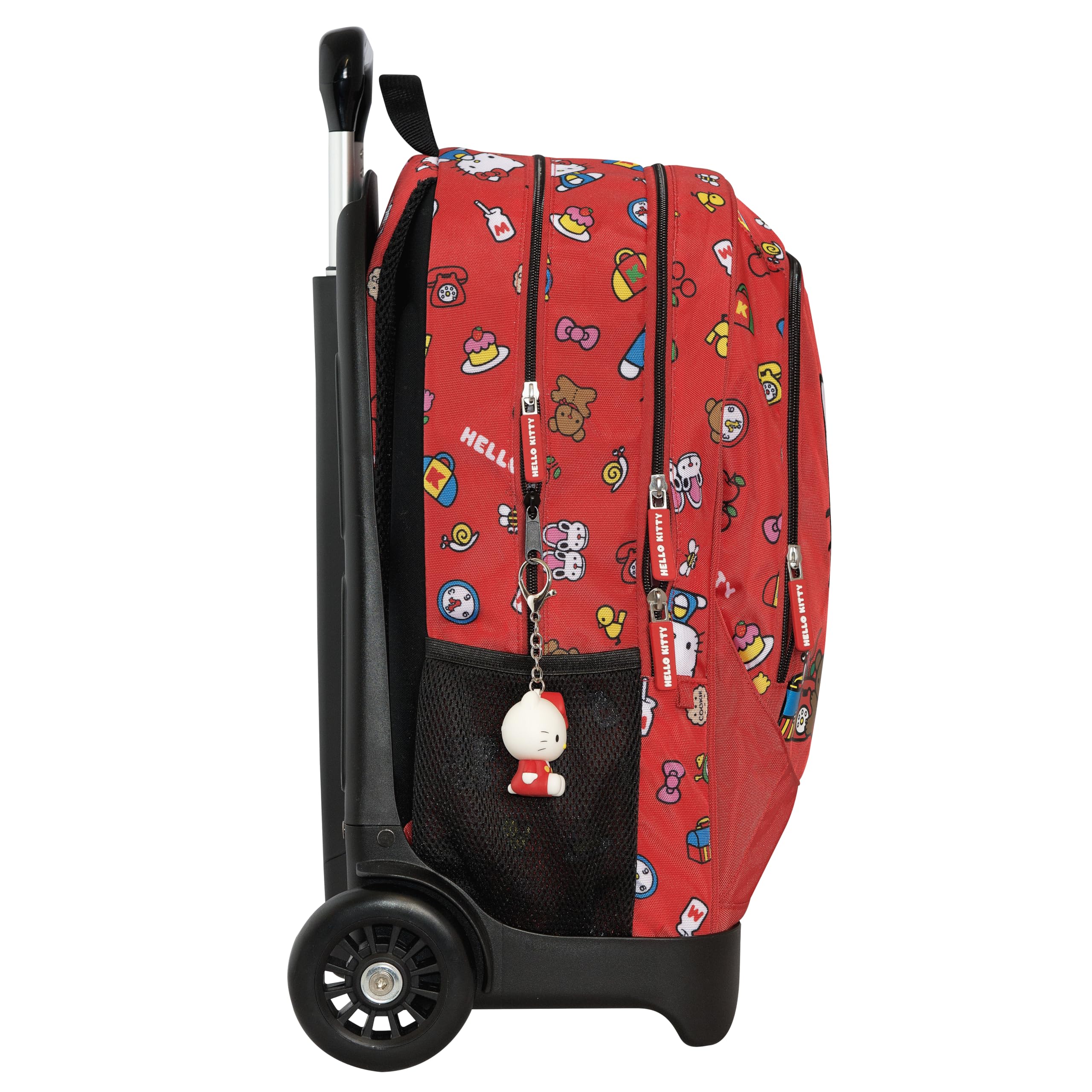 HELLO KITTY - Zaino Scuola Trolley Ufficiale Hello Kitty, Maniglia Regolabile, Trolley Staccabile, Ruote Sostituibili, Spallacci Imbottiti e Regolabili, 2 Scomparti Principali, Tasca Frontale