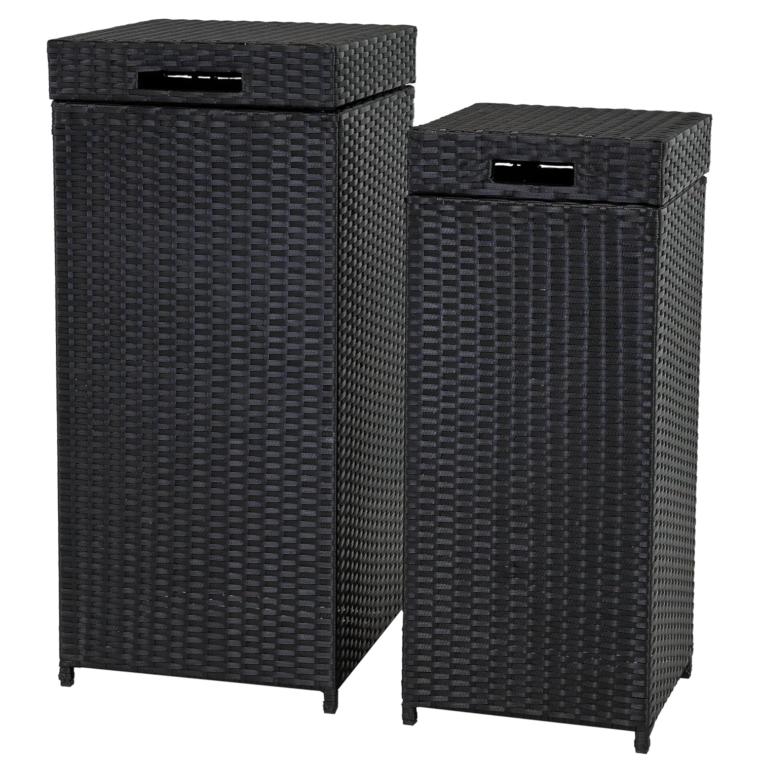 Sunnydaze Outdoor Trash Cans with Lids - Set of 2 Indoor