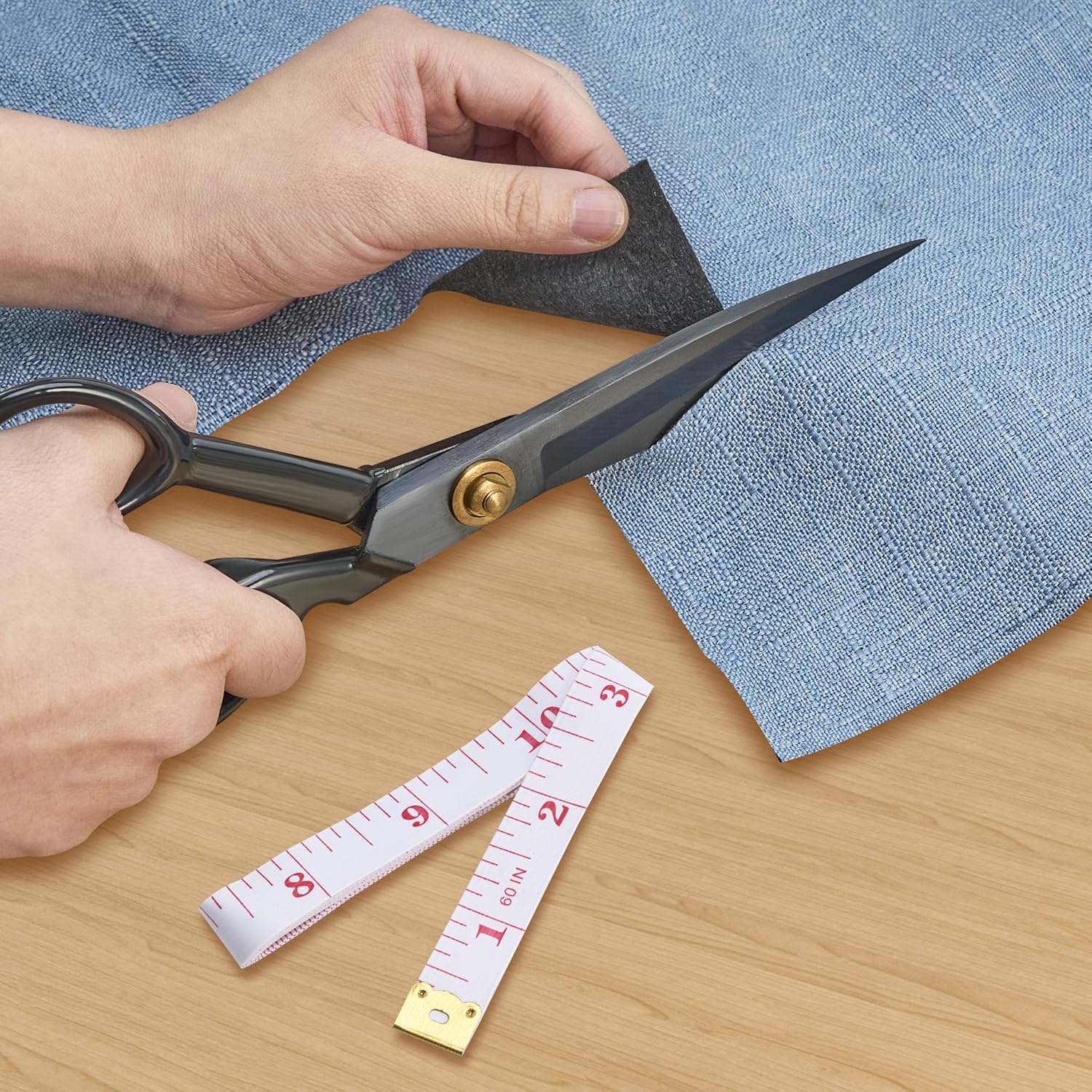 Fabric Scissors, 3 Pcs Forged Stainless Steel Sewing Scissors All Purpose Heavy Duty with Tempered Blades, Adjustable Joint Nut and Comfort Handle, Includes Measuring Tapes, 3 Sizes