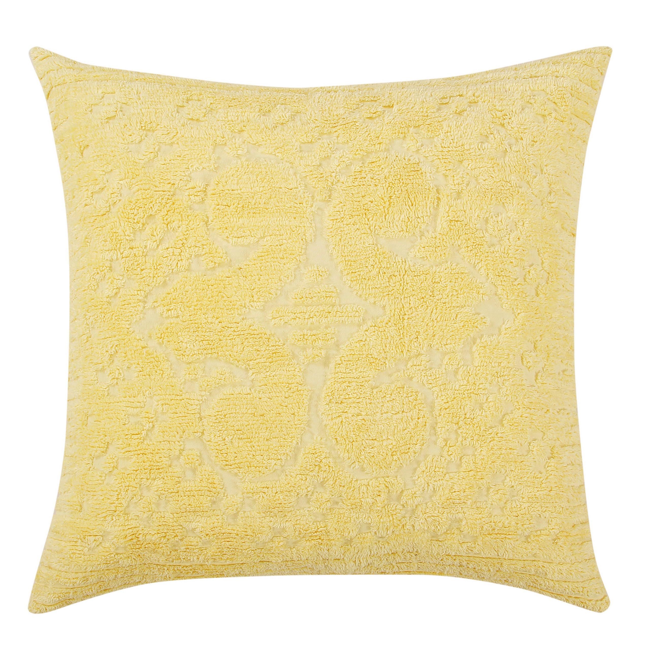 Better Trends Yellow Euro Sham 100% Cotton Chenille Bedspread Sham, Soft and Cozy Tufted Tumble Dry (26x26 Euro Sham) Ashton Collection