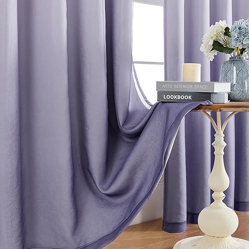 Miniatura 9 de naturetalk Cortinas opacas del 90% al 95% con degradado traslúcido, juego de 2 paneles de cortina  Parte superior con ojales plateados antiguos