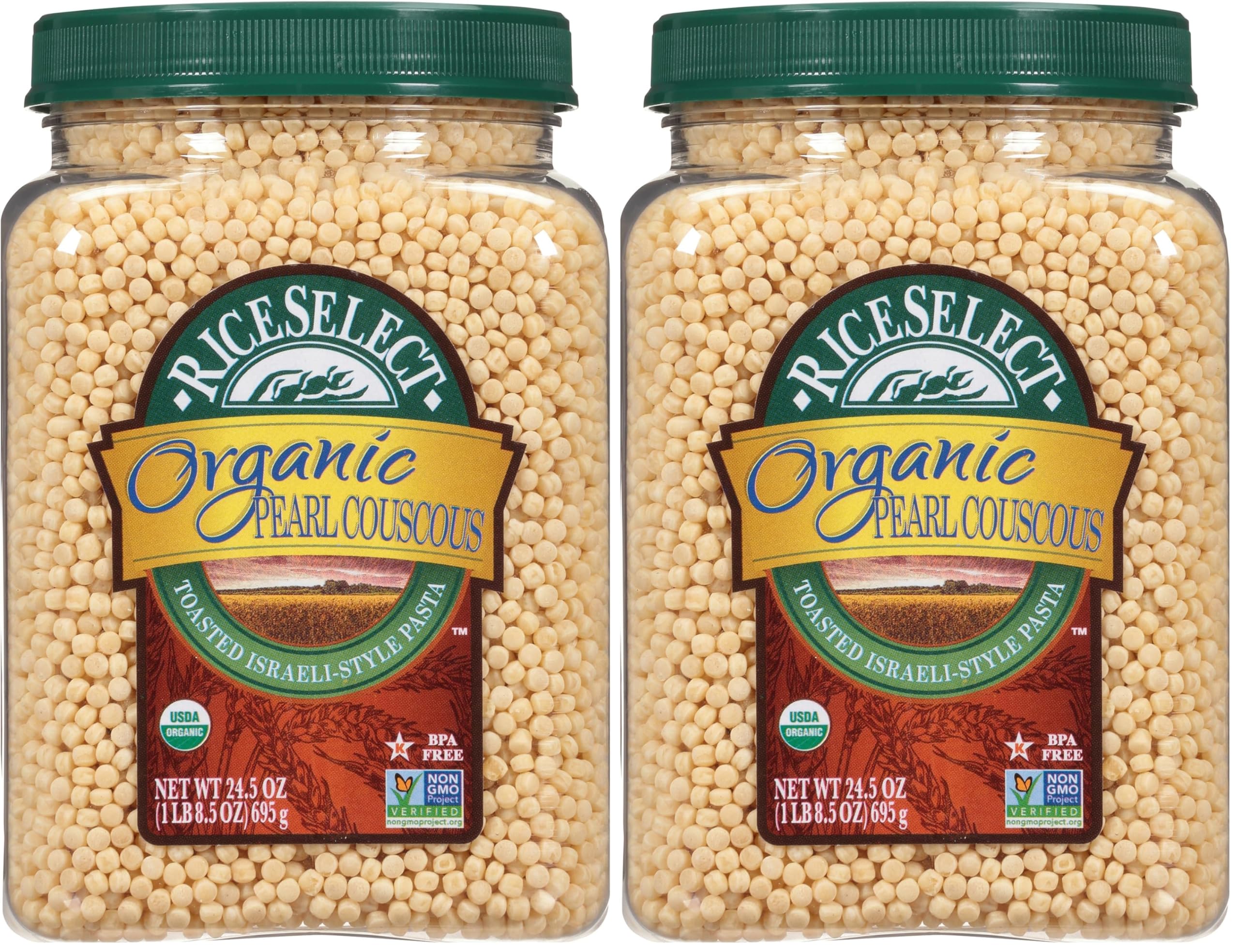RiceSelect Organic Pearl Couscous, 24.5 Ounce (Pack of 2), 903951SU