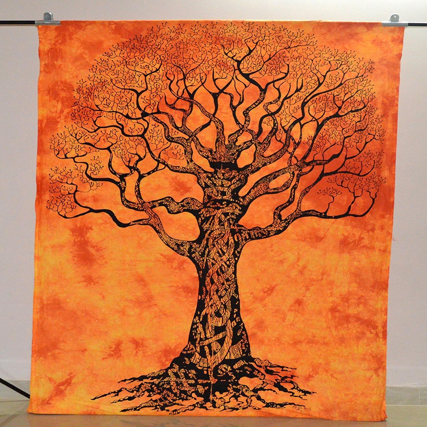 Tree of Life Tapestry Elephant Wall Hanging Tapestries Psychedelic Life Theme Boho Home Decor Printed Wall Art Living Room Bedspread Dorm Bohemian Tablecloth Good Luck (Orange Tie Dye Tree)