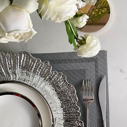 Miniatura 5 de Henilosson Platos de carga dorados de 13 pulgadas, cargadores redondos de plástico para platos de cena, bodas, fiestas, decoración elegante (24,