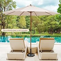 Vista 9 de HAPPYGRILL Sombrilla de madera para patio de 10 pies con polea de cuerda, 8 varillas de bambú, 3 alturas ajustables, techo ventilado, sombrilla