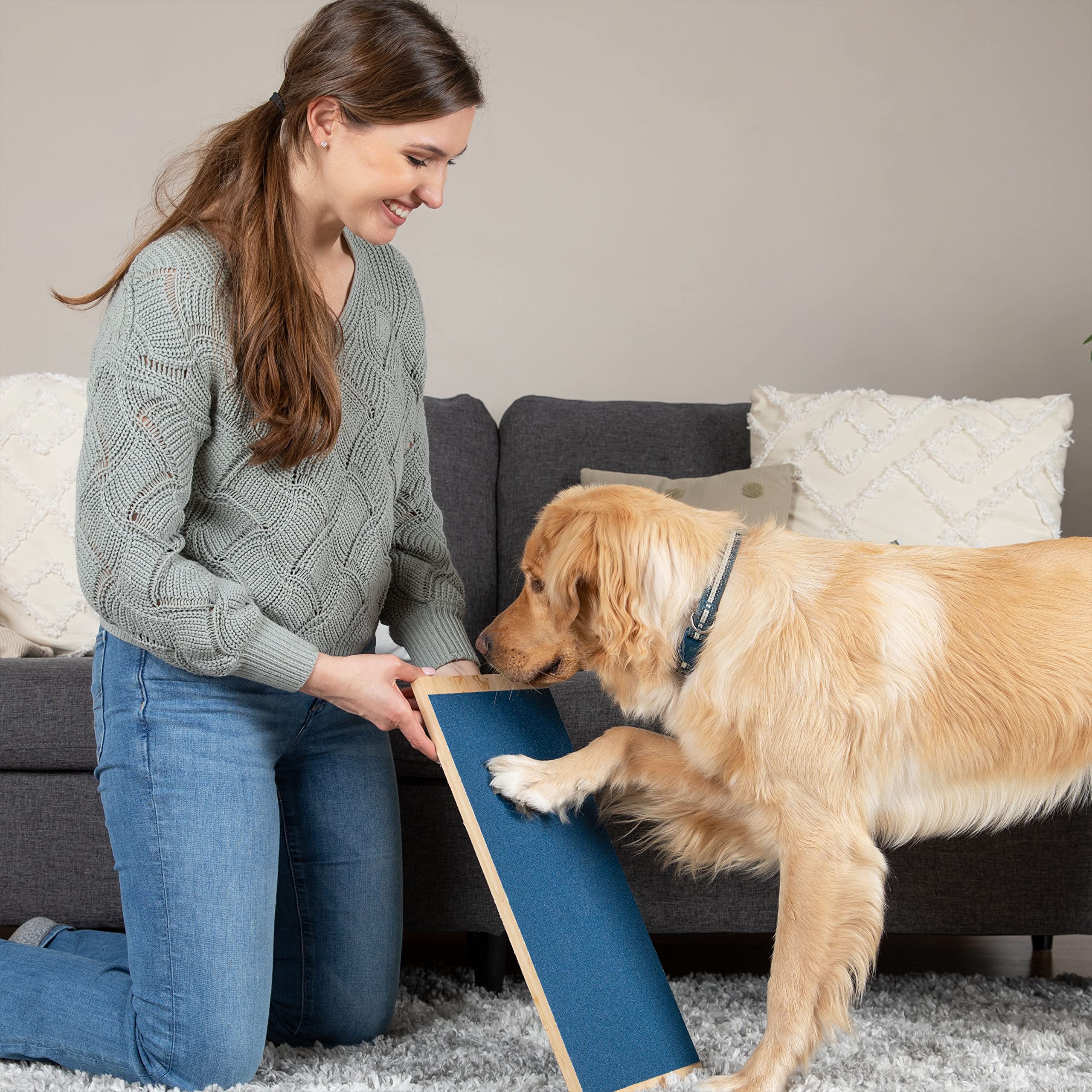 FEARNOTNAILS Dog Nail Scratch Board - Medium/Large - 20 in x 9 in x .6 - Fear Free Nail Care Positive Reinforcement - Ultra Max Bonded Sandpaper Double Sided (Soft and Coarse Grit)