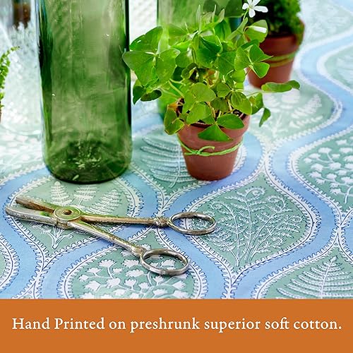 Miniatura 3 de Camino de mesa azul de 18 x 90 pulgadas, centro de mesa de comedor impreso a mano, 100% algodón lavable para decoración del hogar bohemio y de