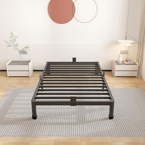 Miniatura 64 de ROIL Base de cama individual XL de 18 pulgadas con esquinas redondeadas y agujero para cabecero, retenedores de colchón de metal de 3500 libras,