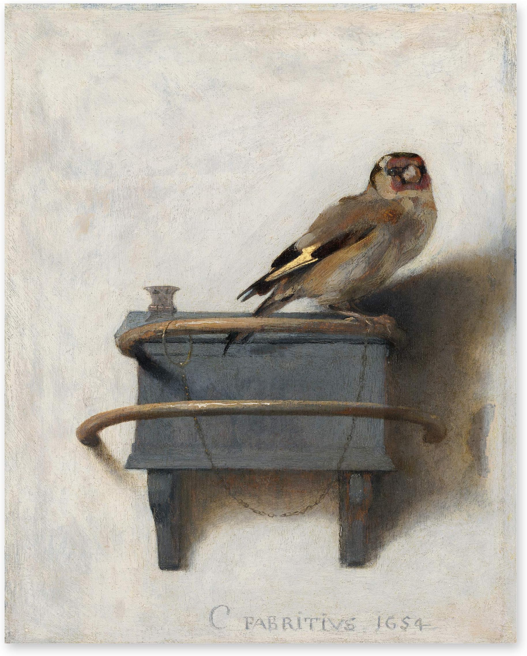CLOUD NINE PRINTS The Goldfinch Print - Vintage Bird Art, Farmhouse Art Print, Dutch Trompe L'oeil - Unframed