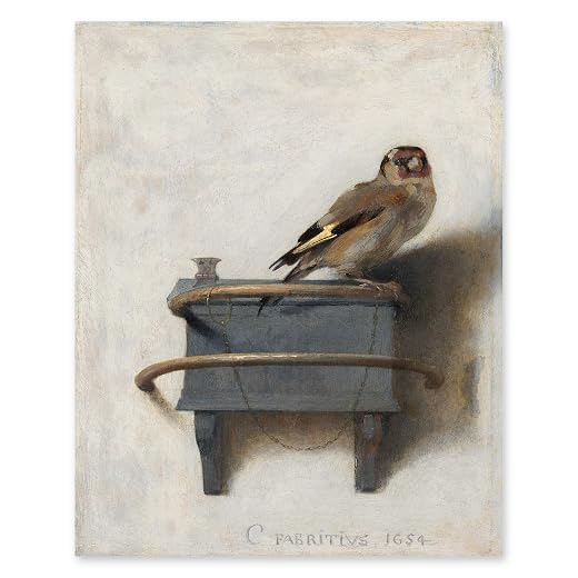 CLOUD NINE PRINTS The Goldfinch Print - Vintage Bird Art, Farmhouse Art Print, Dutch Trompe L'oeil - Unframed