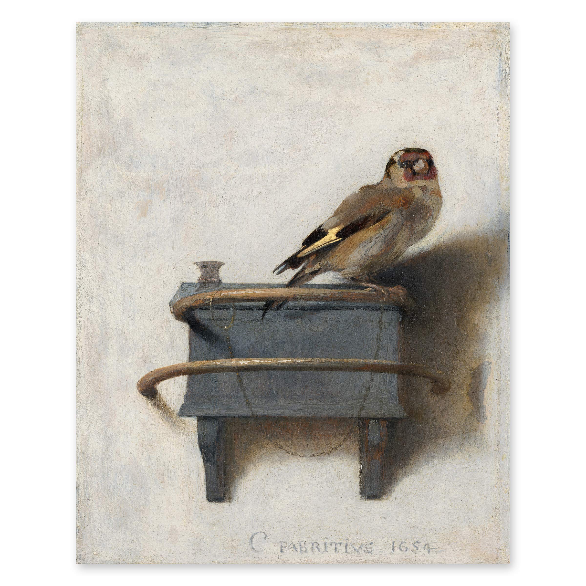 CLOUD NINE PRINTS The Goldfinch Print - Vintage Bird Art, Farmhouse Art Print, Dutch Trompe L'oeil - Unframed