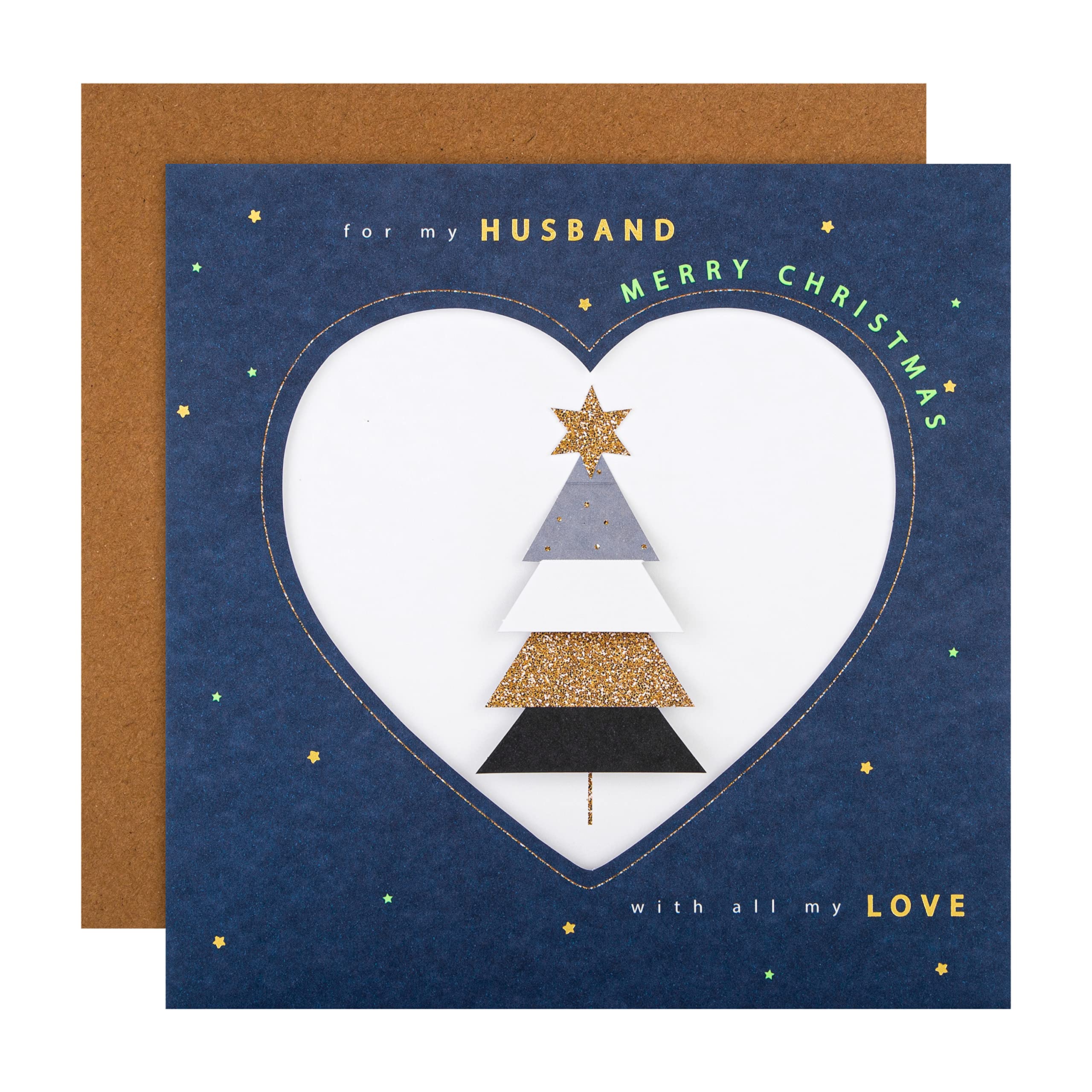 Hallmark Christmas Card for Husband - Classic 3D Effect Christmas Tree Design