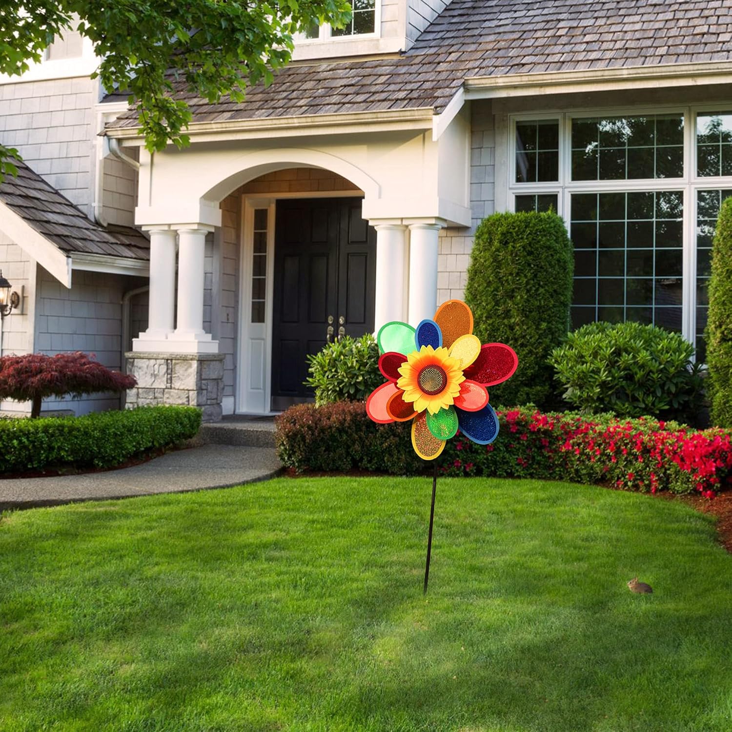 Garden Wind Spinners, Sunflower Windmills Lawn Decor, 12 Inch Rainbow Pinwheels for Yard and Garden, Outdoor Lawn Ornaments Wind Spinner Yard Art (2, Colour2) : Patio, Lawn & Garden