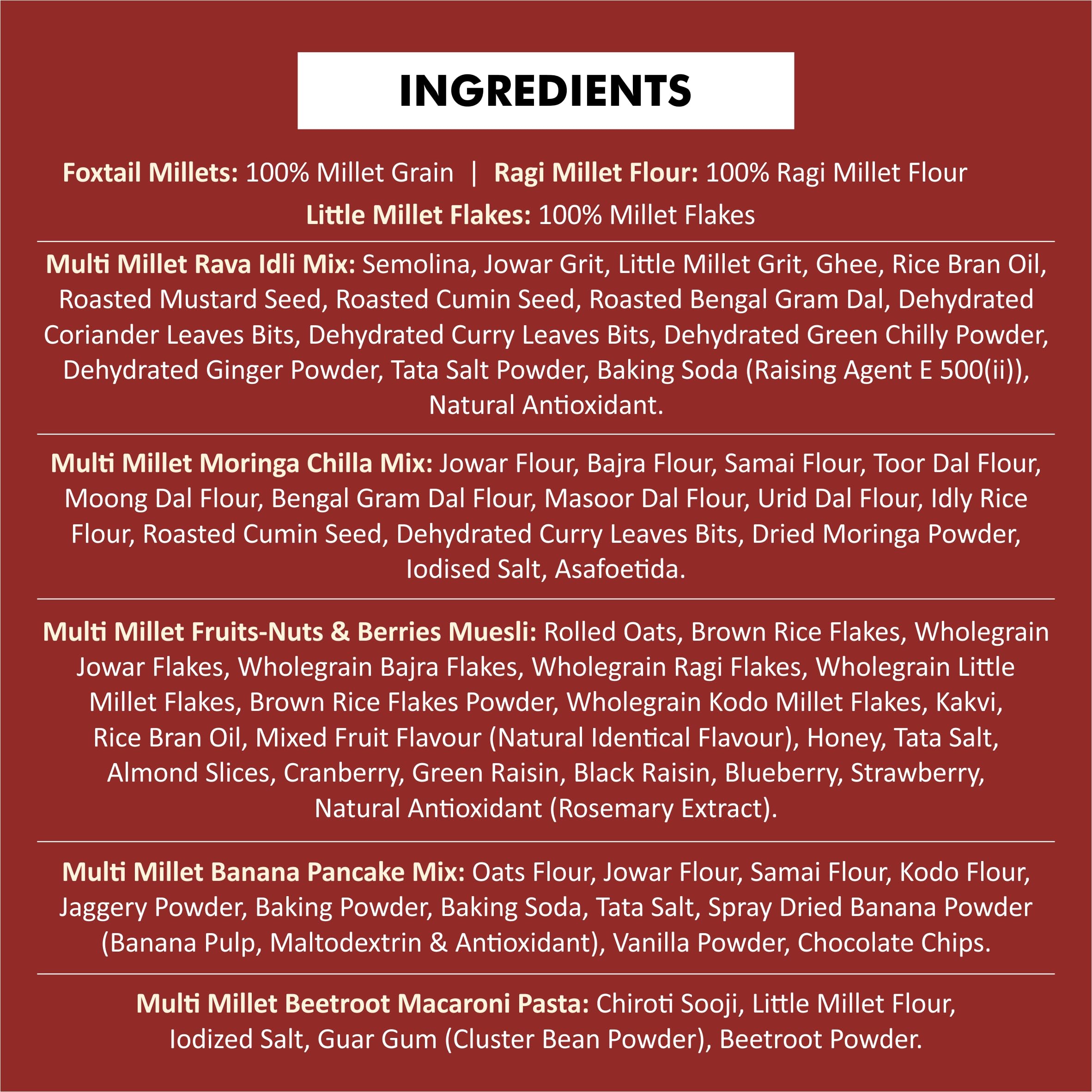 The Indian Diet 8-in-1 Millet Starter Superfood Pack | High Fiber & Protein | Grains, Flours, Flakes, Ready Mixes | No Added Preservatives | Pack of 8 3