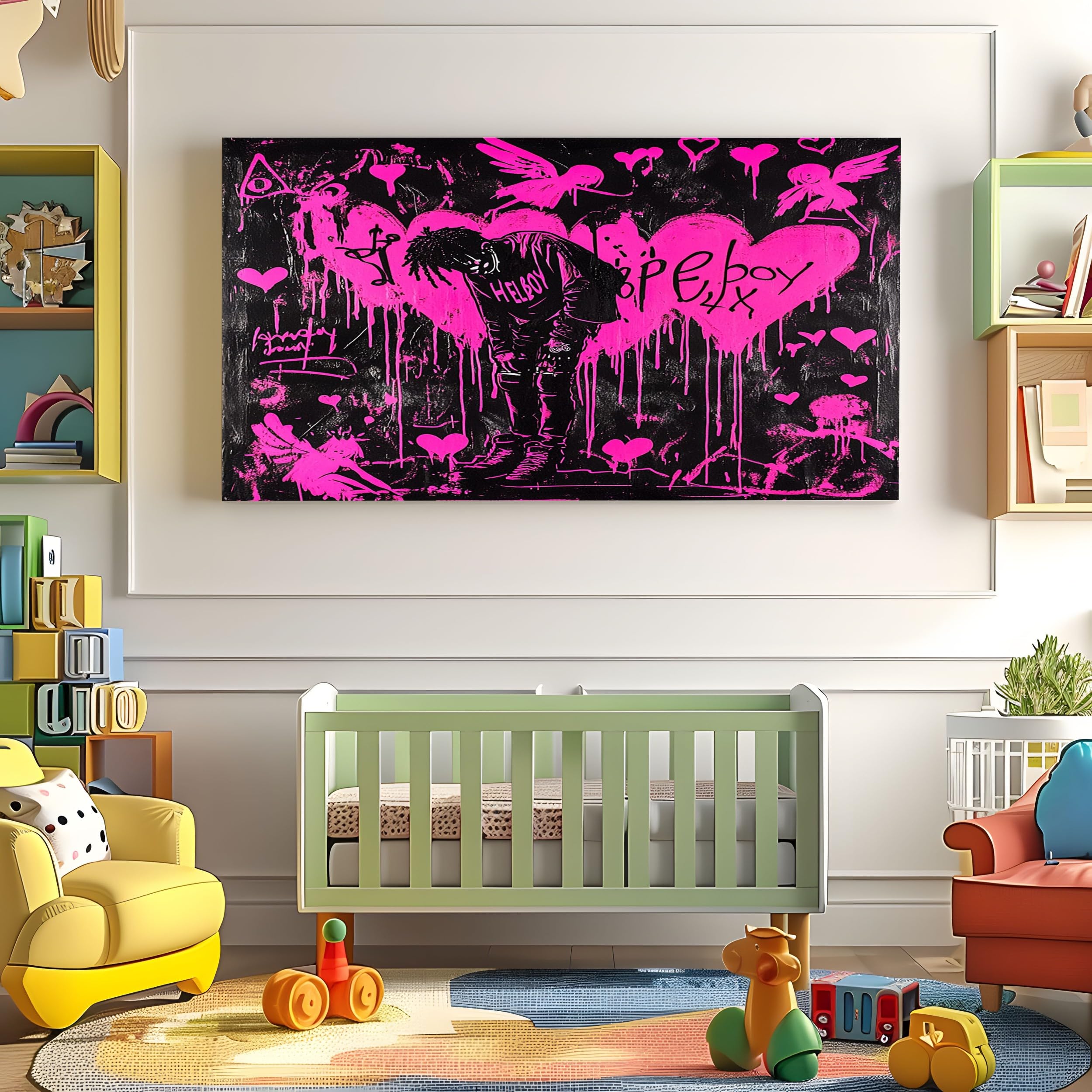 ZORYAN Graffiti Hip Hop Art Quadri Moderni su Tela Senza Cornice 70x140cm | per Soggiorno e Camera da Letto Stampe Decorazioni da Parete Viola Quadri Moderni Soggiorno e Camera da Letto