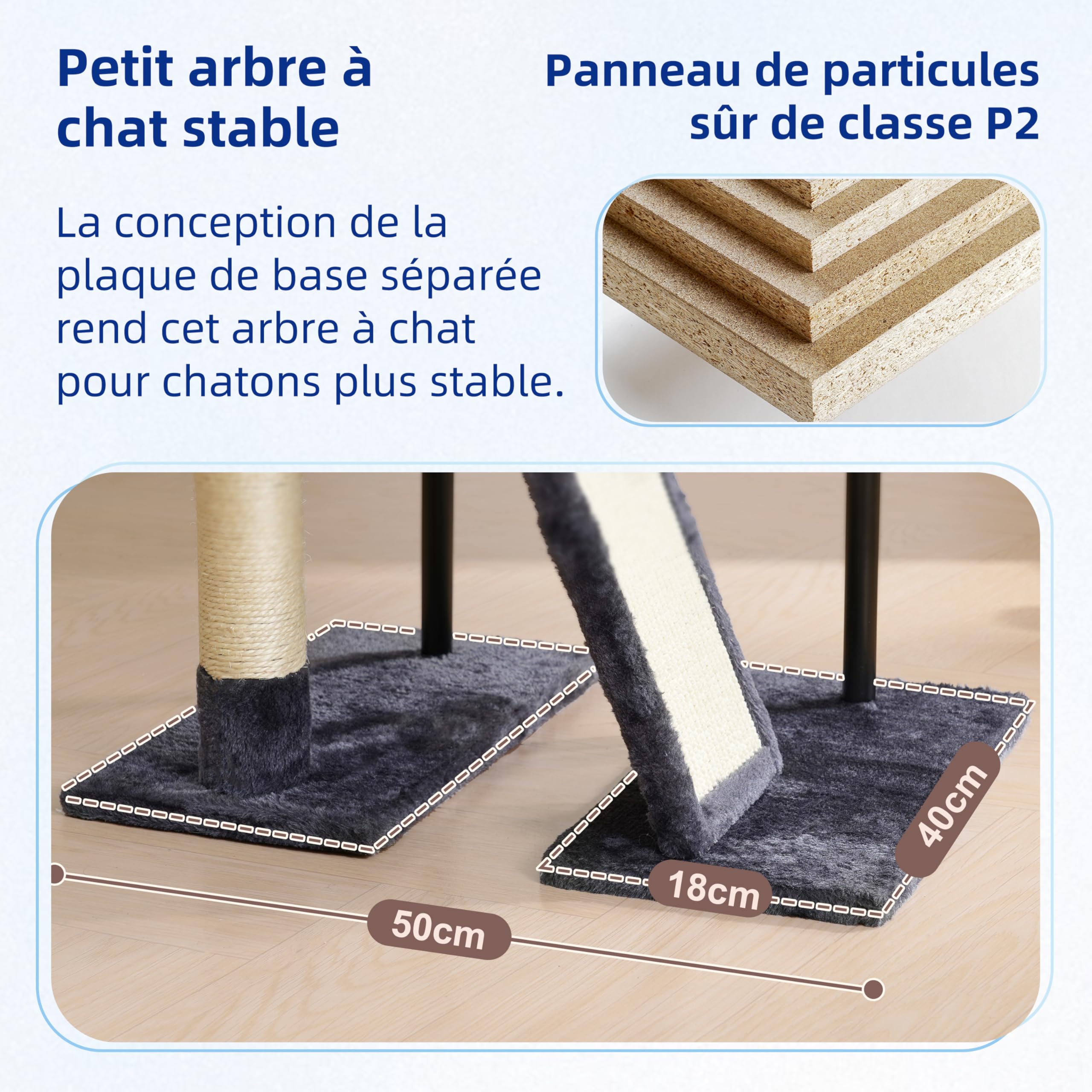 Gitelsnour Arbre à Chat Interieur, Tour de Jeux pour Chats, Tour Chat avec Griffoirs, Plateforme supérieure Amovible, Poteaux à Griffer, Hamac, Pompons, Niches, Gris foncé GCT006SG