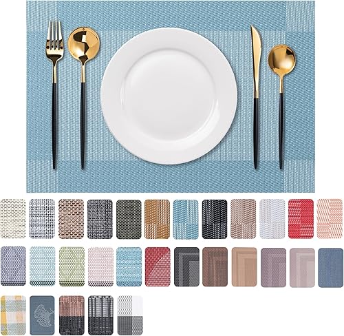 Miniatura 46 de CADONO Juego de 4 manteles individuales de vinilo lavables para interiores y exteriores, para mesa de comedor, duraderos, antideslizantes