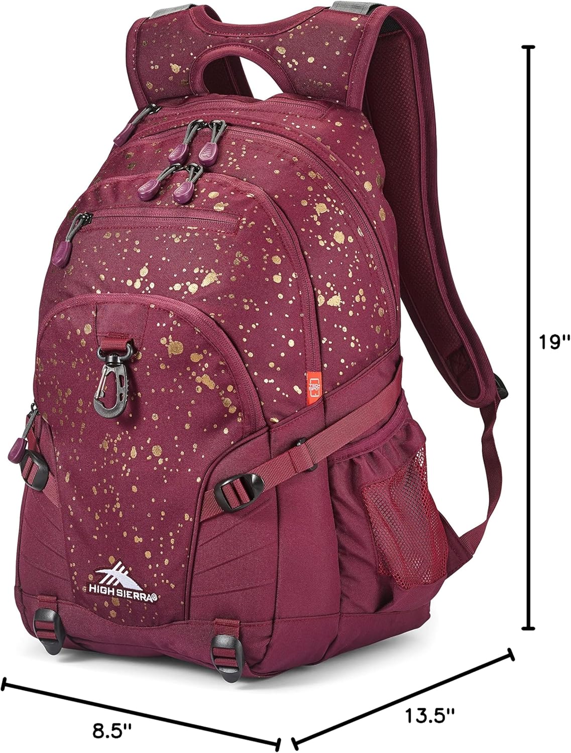 High Sierra Loop Backpack, Travel, or Work Bookbag with tablet sleeve, One Size, Copper Splatter/Maroon - Image 7
