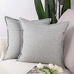 MADIZZ Set of 2 Faux Linen Throw Pillow Covers 18x18 Inch Black Soft Decorative Cushion Cover for Sofa Bedroom Pillow Shell