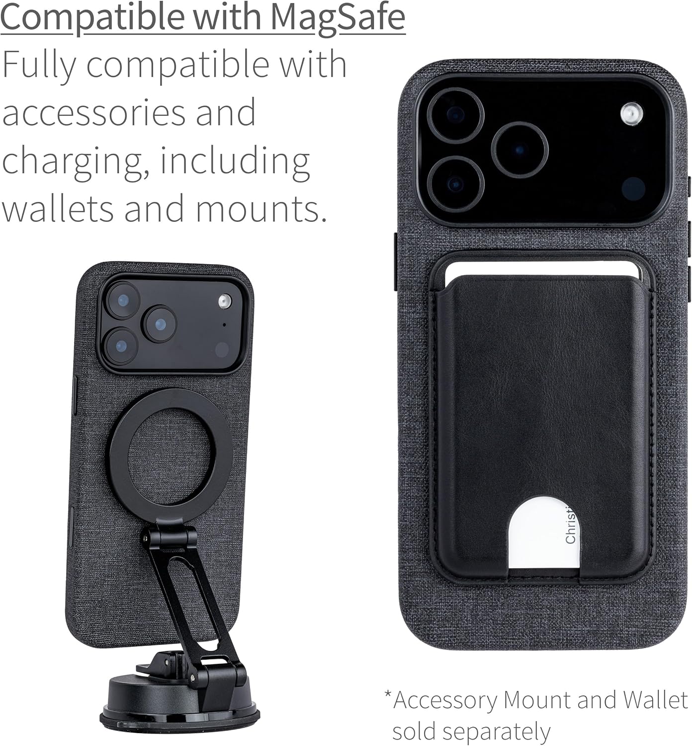 Dockem Faux Leather Case for iPhone 17 Pro Max Compatible with MagSafe, with Capacitive Camera Control Button (MSVL, Charcoal Black)