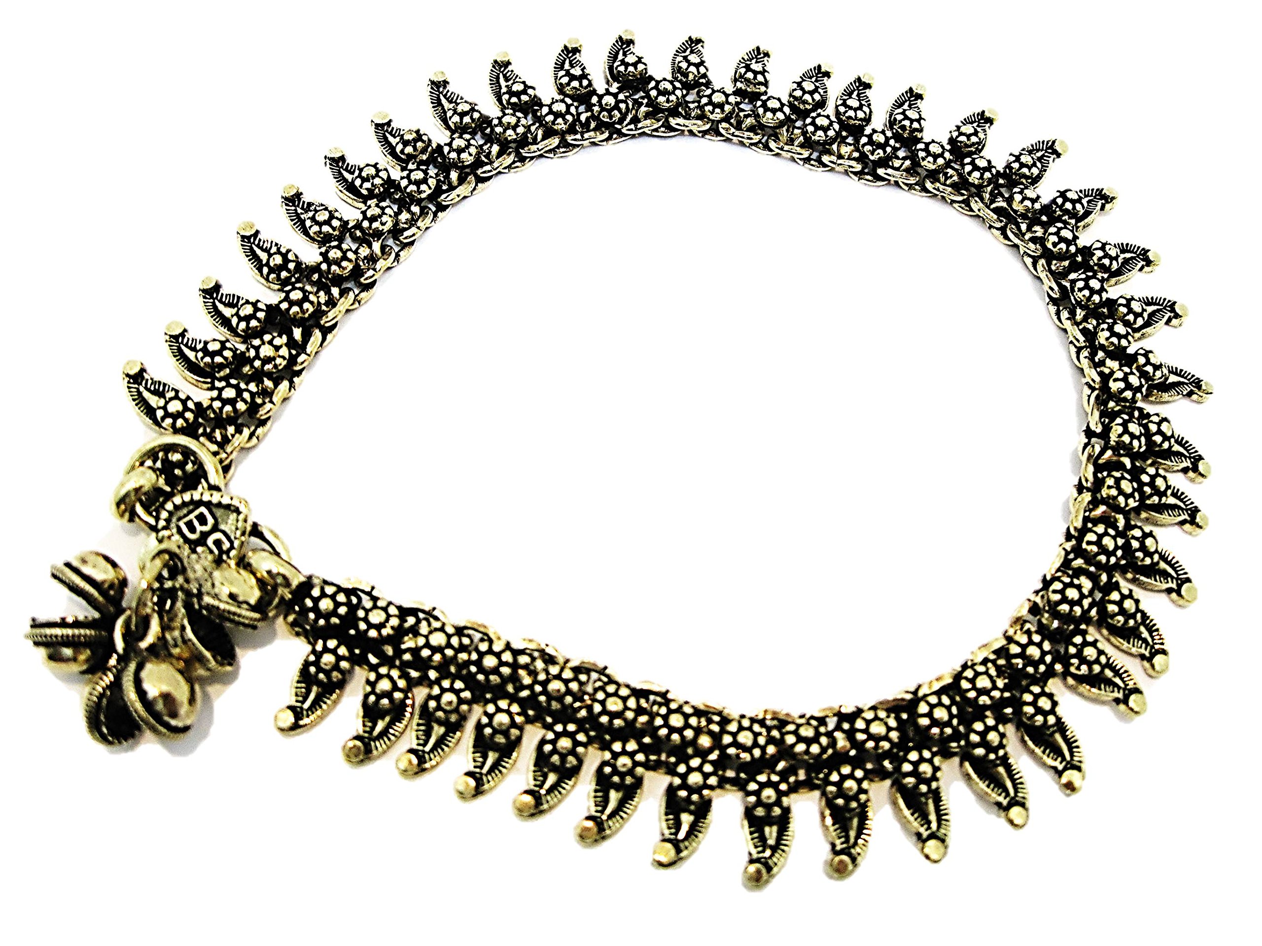 Most Famous Single Alloy Copper Finish Antique Leaf Design Anklet-image-49