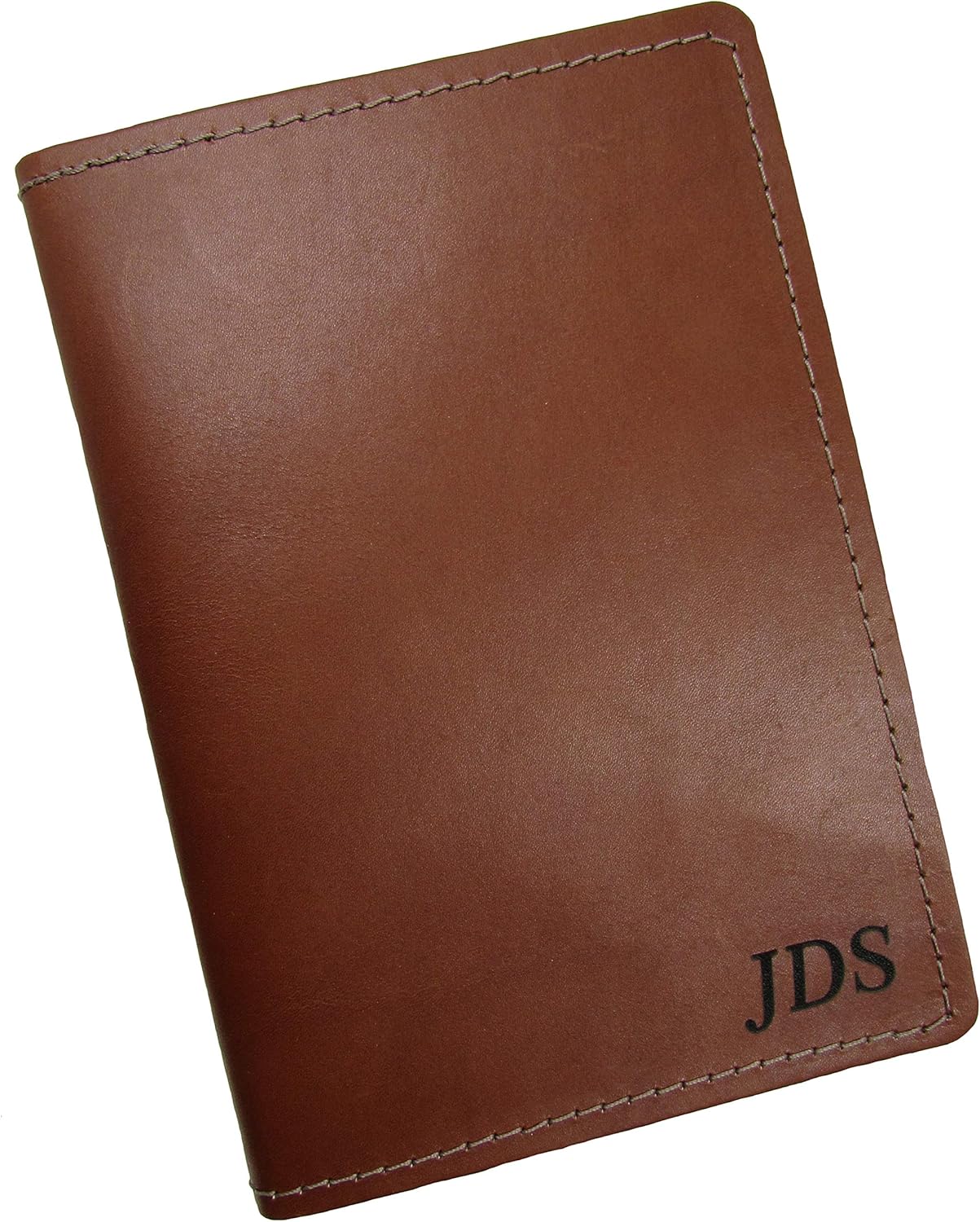 Personalized Monogram Leather Passport Traveler Wallet USA Made, Tan