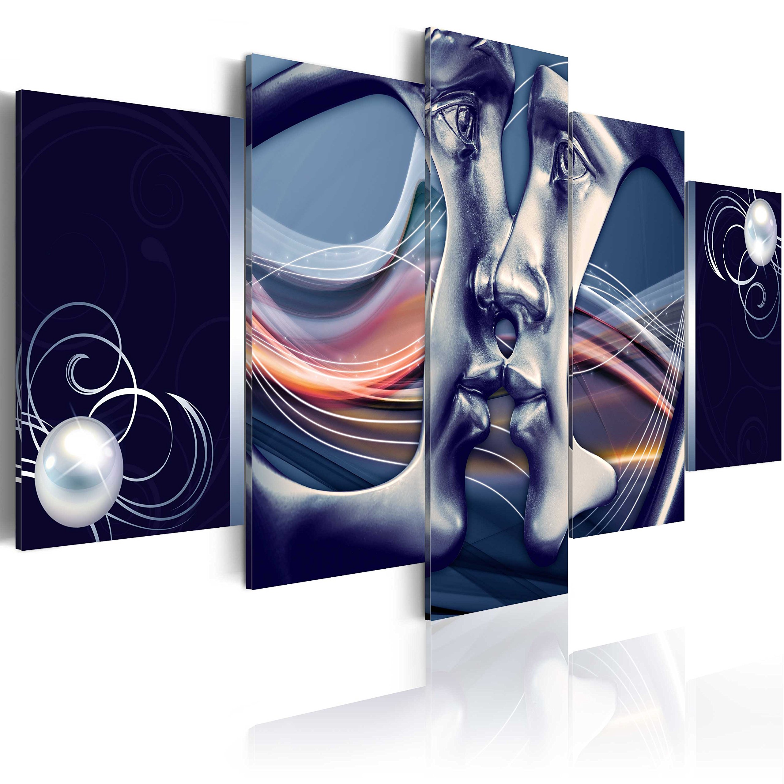 artgeist Acoustic Canvas Wall Art Abstract Couple 80x40 in - 5pcs Picture with Acoustic Foam Sound Print Artwork Room Acoustics Soundproofing h-A-0035-b-p