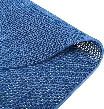 MYOYAY 4x10 Ft Non Slip Drainage Floor Mats, PVC Pool Floor Mat Mesh Hollow Drainage Mat,Commercial Drainage Mat for Garage Restaurant Swimming Pool Bath Shower Wet Area Blue