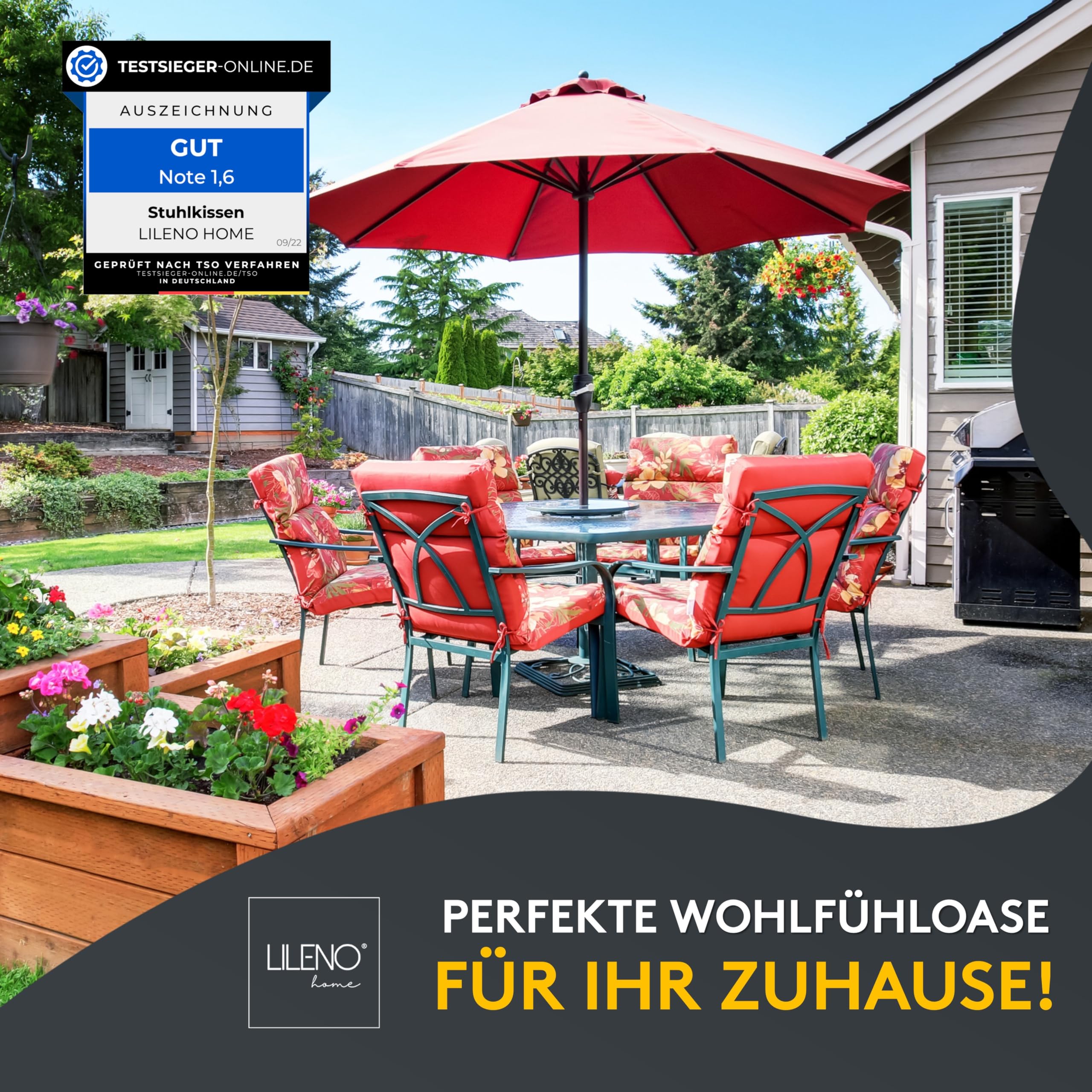 LILENO HOME 6er Set Stuhlkissen 34 Weiß (40x40x6 cm) - Sitzkissen für
