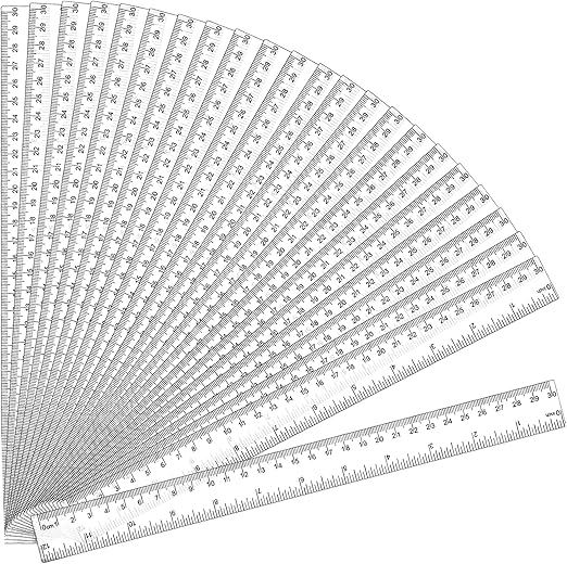 Amazon.com : 32 Pack Clear Plastic Ruler 12 Inch, Rulers Bulk for ...