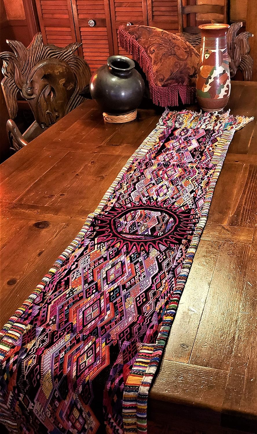 Colorful Guatemalan Huipile Table Runner