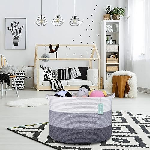 Miniatura 79 de Cesta de manta extragrande de 87 litros, cesta de lavandería, cesta de guardería para almacenamiento de juguetes, ropa y toallas, cesta grande