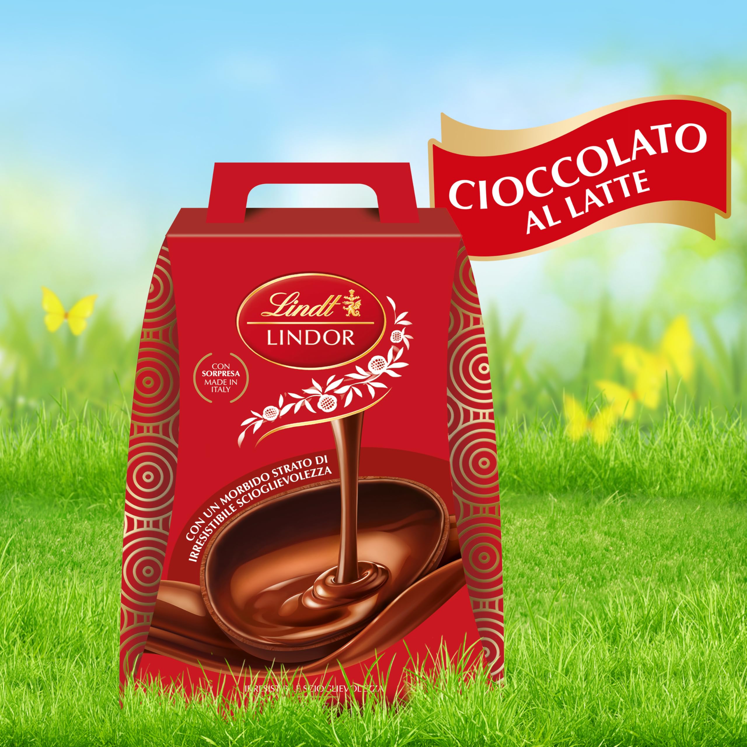 Lindt LINDOR Uova di Pasqua Cioccolato al Latte, Uovo al Cioccolato al Latte Doppio Strato con Sorpresa, 360g