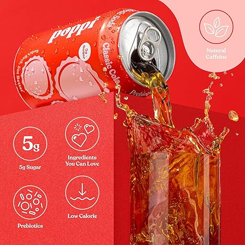 Miniatura 4 de Refresco prebiótico Poppi sabor Classic Cola, 12 latas de 12 onzas, paquete surtido