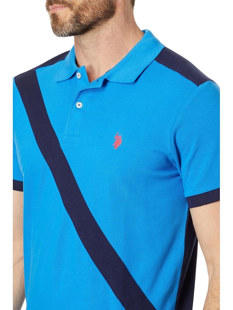 U.S. POLO ASSN. Short Sleeve Slim Fit Sash Front Pique Knit Polo Shirt