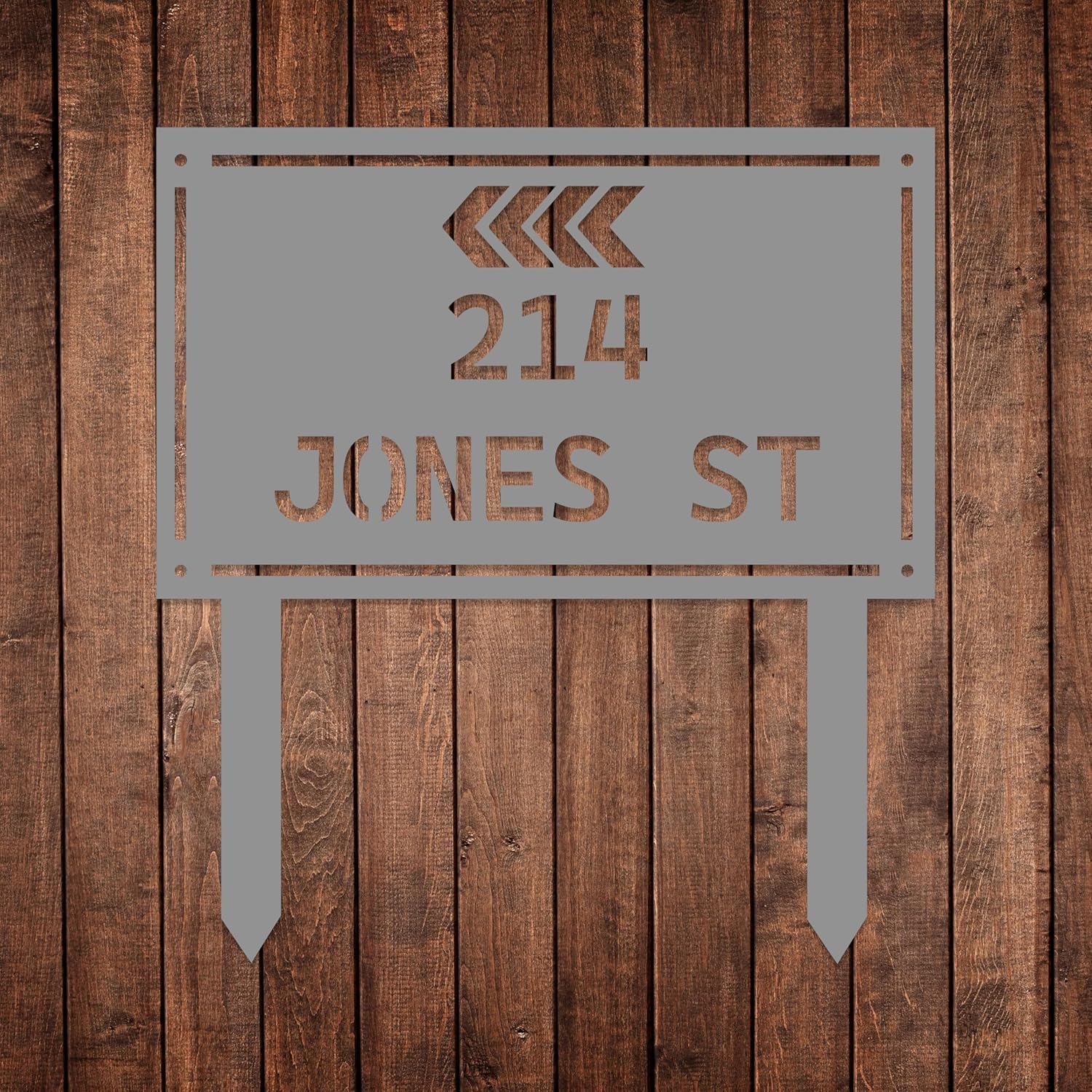 Personalized Address Plaque Sign, Metal Custom Address Sign with Stakes, Modern Yard Address Sign, House Number Address Sign for Outdoor, Street Name and Number Metal Plaque Patio Decor