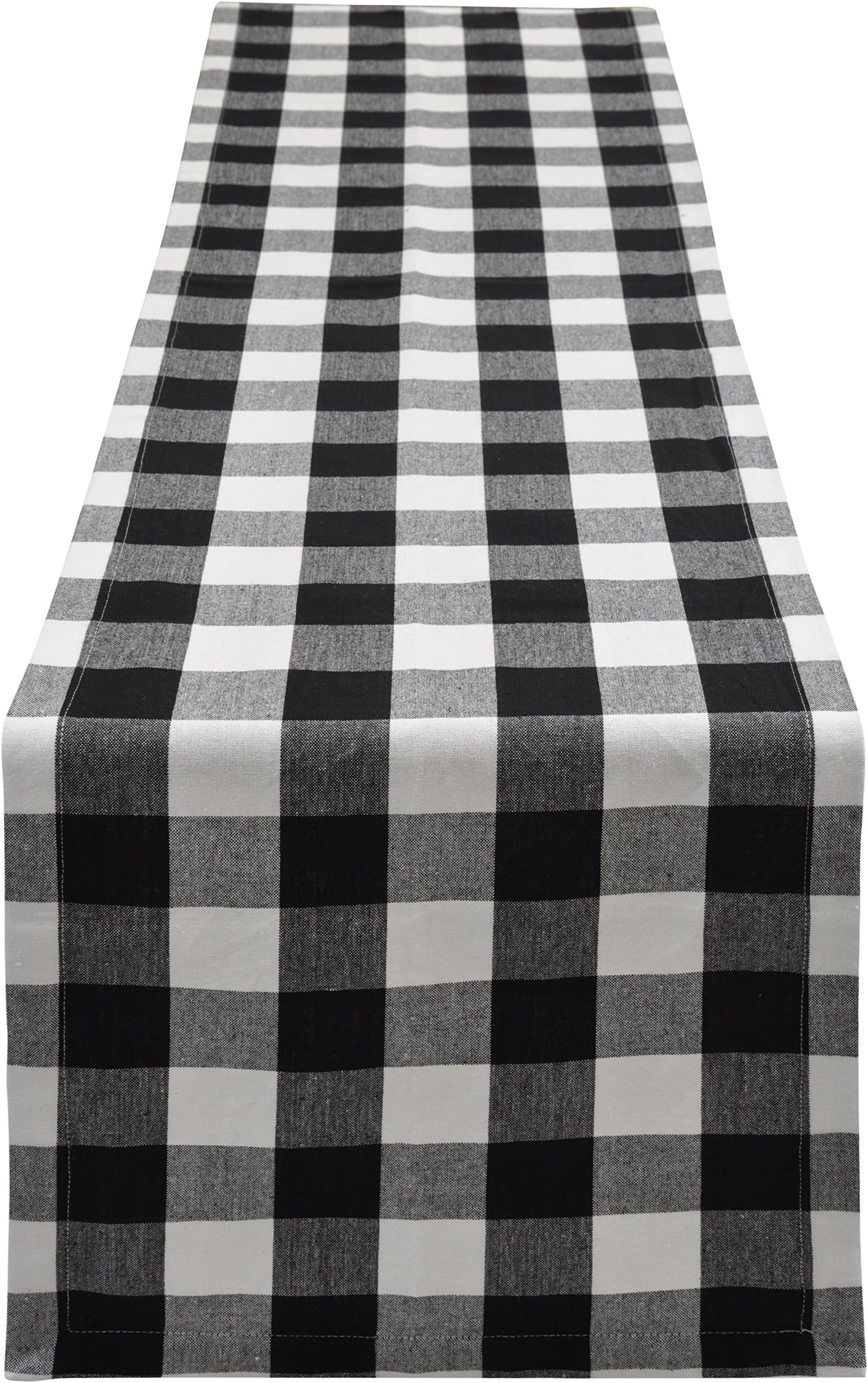 Yourtablecloth Checkered Table Runner Great for Farmhouse, Holiday, Home 14 x 72 White and Black
