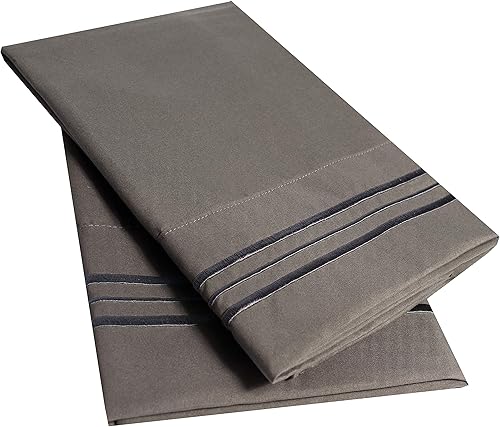 Juego de 2 fundas de almohada serie 1800 fundas de almohada de microfibra cepillada fina