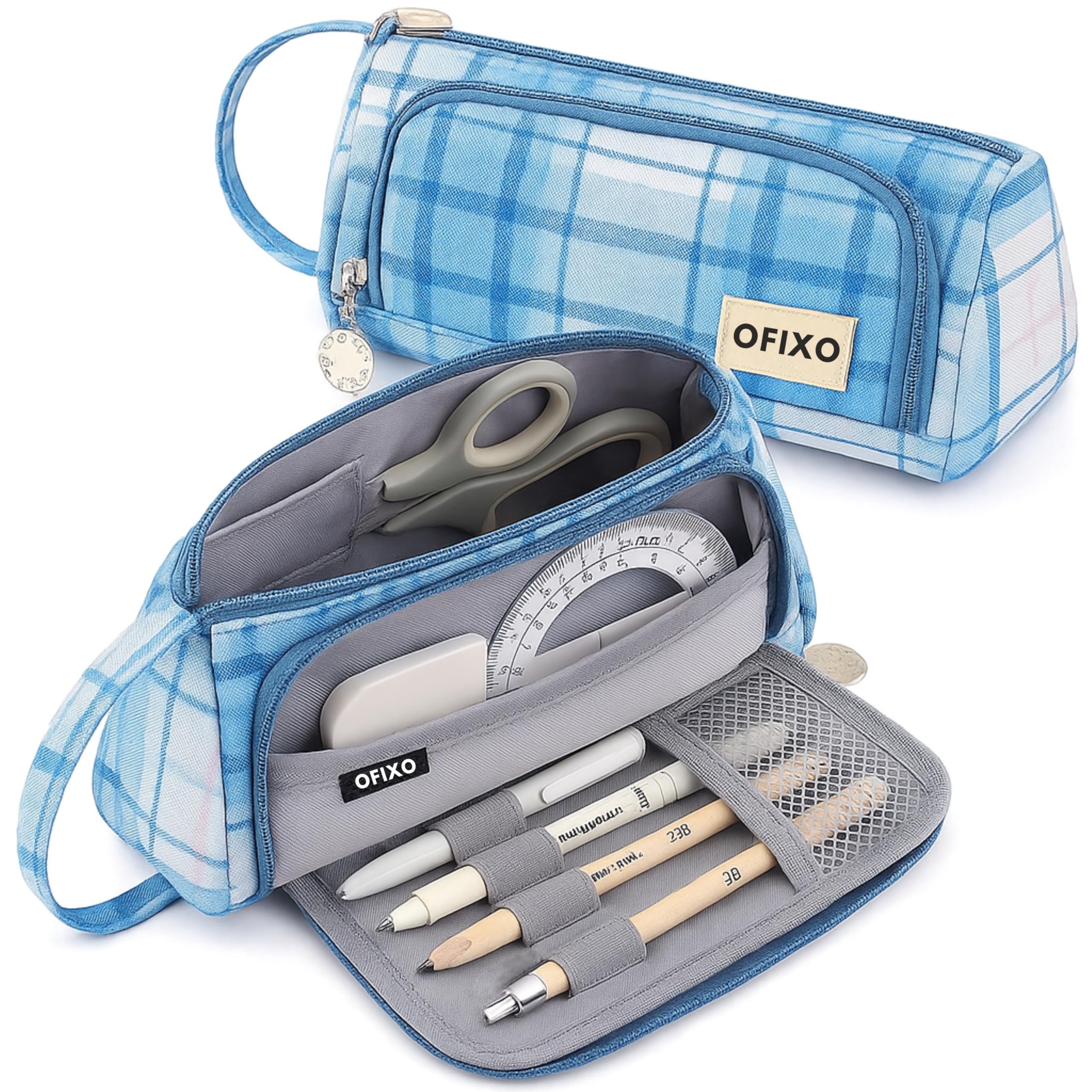 ofixo Pencil Case Aesthetic Special Cute Pencil Pouch for Girls Stylish Pencil Pouches for Stationary Boys Pouch for School College Students Multifunctional Aesthetic Pencil Case for Kids (Blue)-picture-10